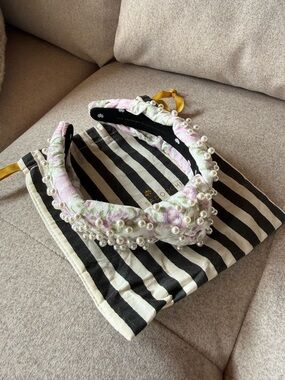 Lele Sadoughi x Loveshackfancy Pastel Clouds Pearl Knotted Headband